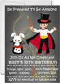 magician birthday invitations illusion show theme