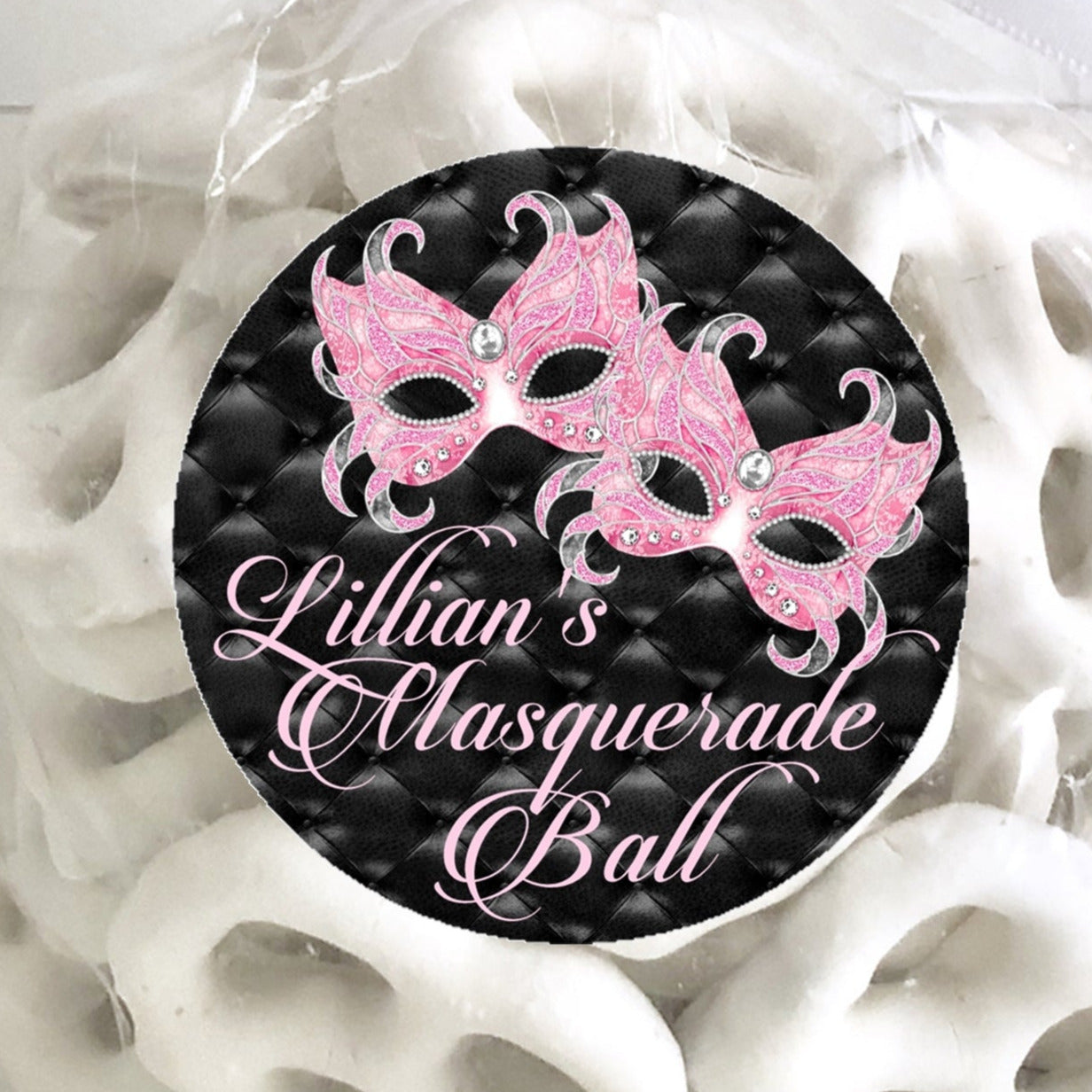 Pastel Pink Masquerade Party Stickers