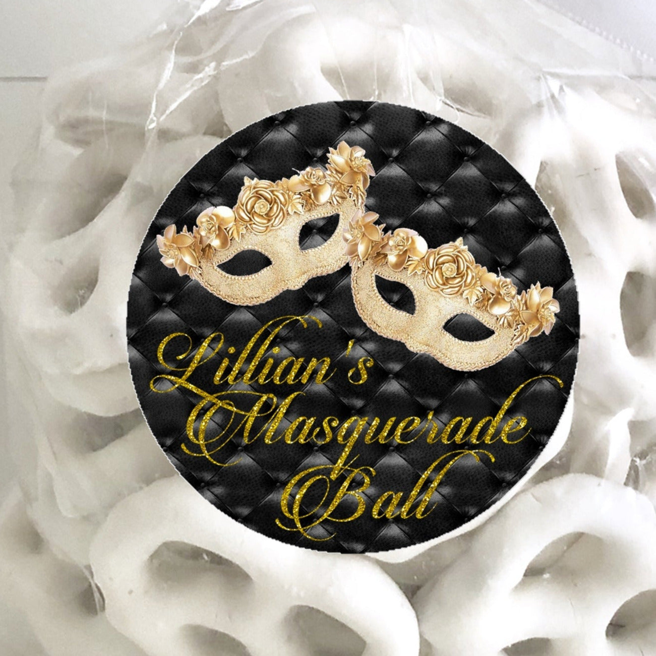 Black and Gold Masquerade Party Stickers