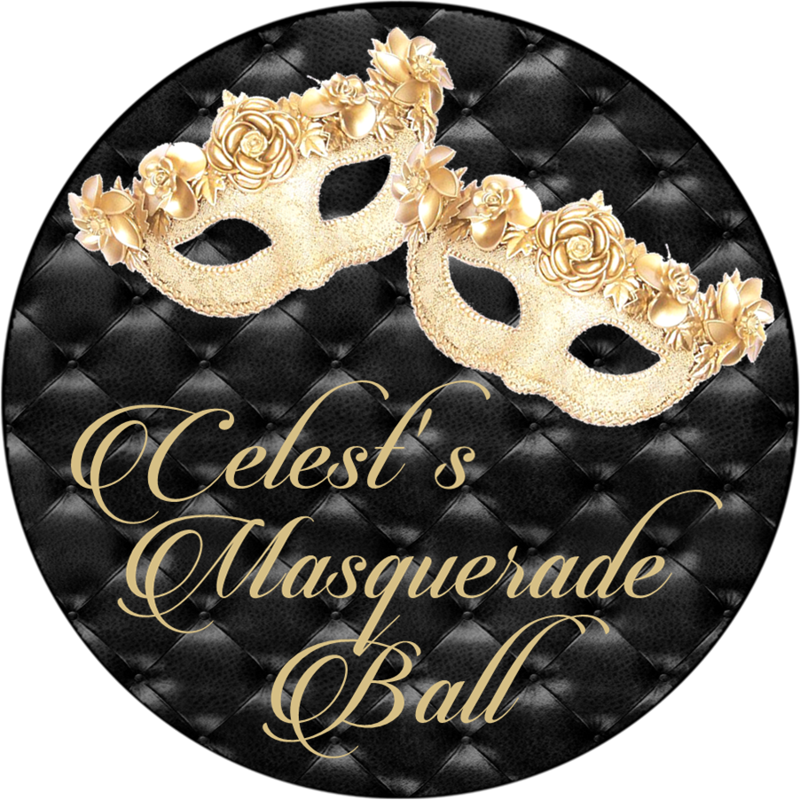 Black and Gold Masquerade Party Stickers