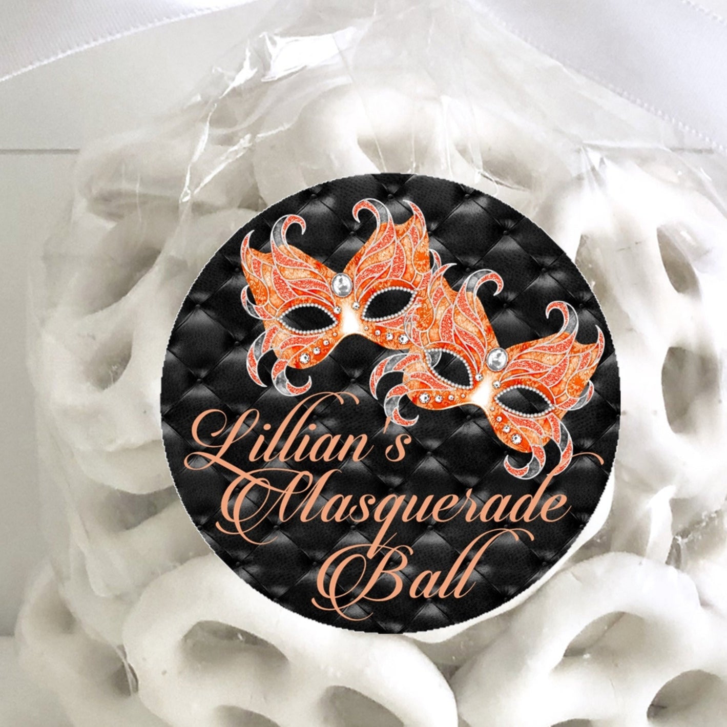 Orange Masquerade Party Stickers