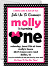 minnie mouse first birthday invitations pink black theme