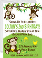 monkey birthday party invitations jungle safari design