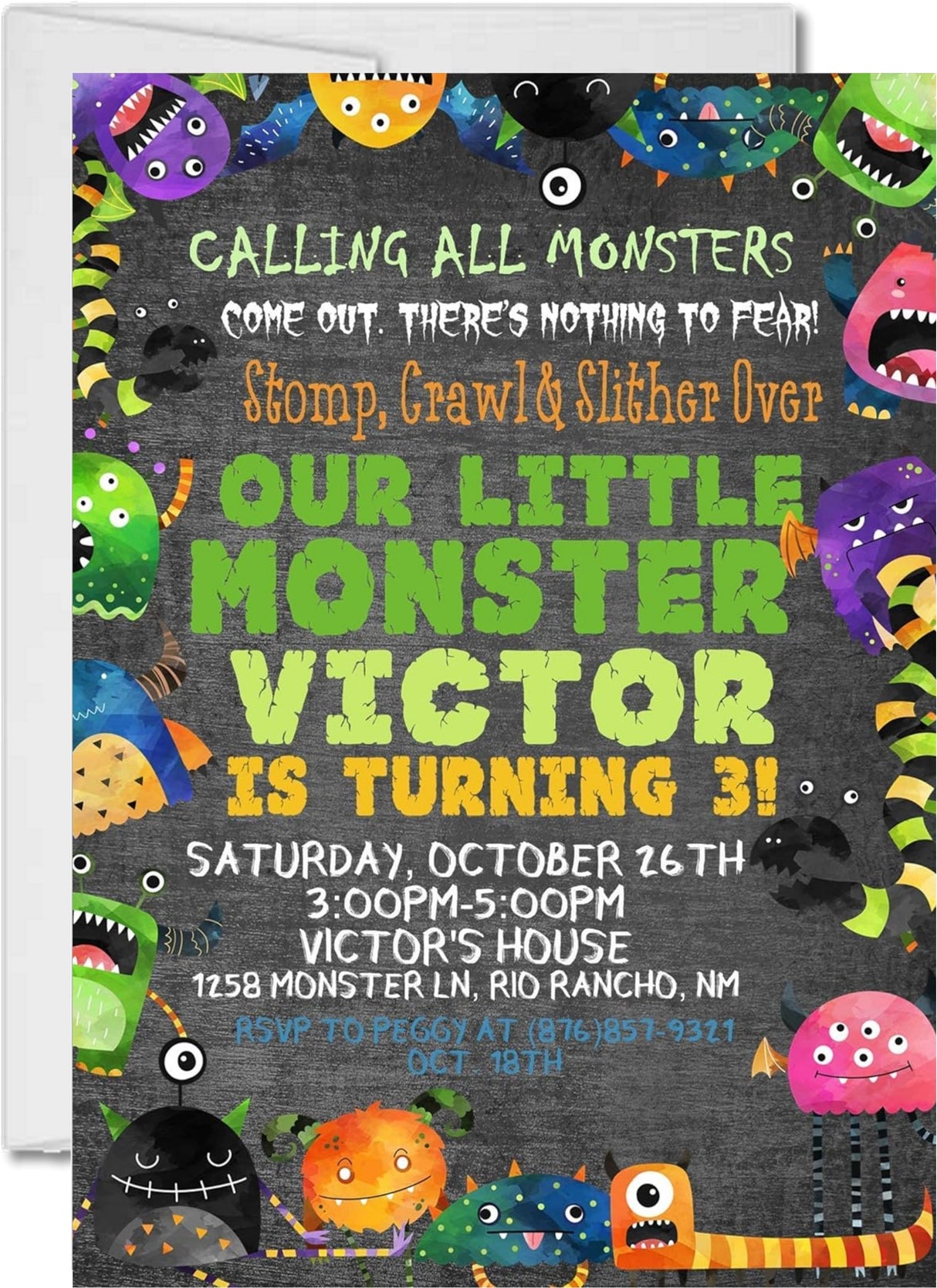 monster birthday party invitations colorful spooky design