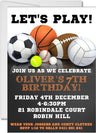 multi sports birthday invitations boys sports theme