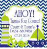 nautical baby shower sticker with lighthouse anchor whale and sailboat navy and lime design