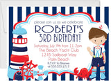 nautical birthday party invitations sailor ocean design