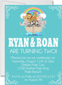 noah’s ark twin birthday invitations ark animal design