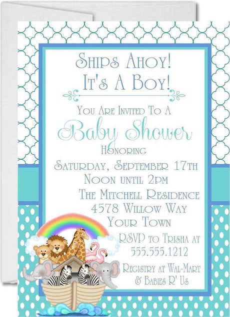 noahs ark baby shower invitations tiffany blue elegant design