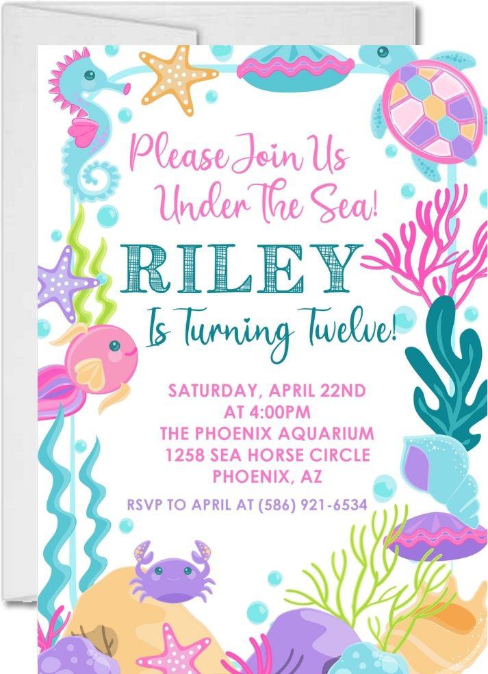 ocean birthday invitations coral reef underwater theme