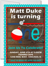 one fish birthday invitations playful lake fishing theme