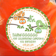 orange and green snake birthday party sticker