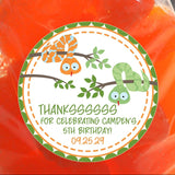 orange and green snake birthday party sticker