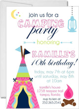 outdoor adventure birthday invitations woodland camping theme
