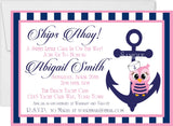 owl anchor baby shower invitations coastal sailor theme
