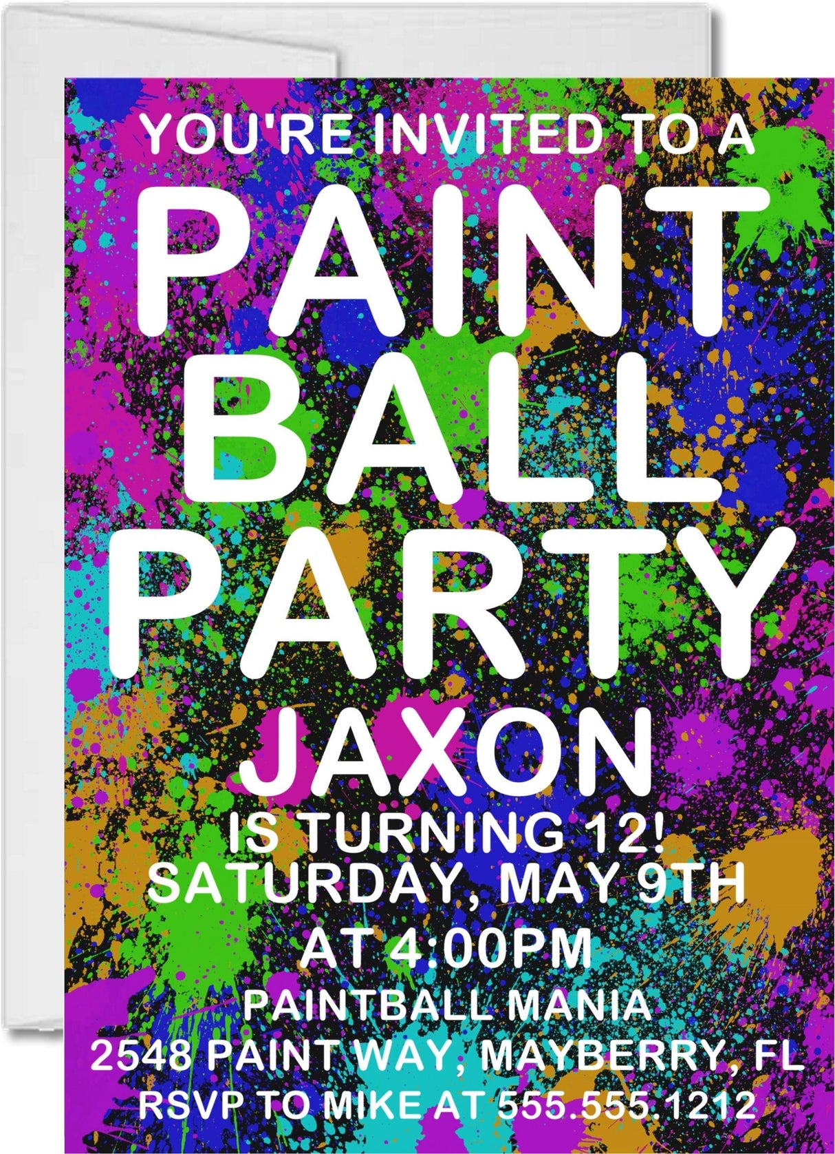 paintball birthday invitations graffiti gaming theme