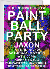 paintball birthday invitations graffiti gaming theme
