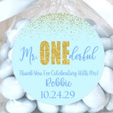 pastel blue onederful birthday stickers