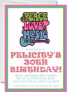 peace love music birthday invitations groovy disco theme