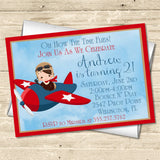 pilot birthday invitations vintage airplane theme