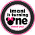 pink and black birthday favor sticker with bold one text