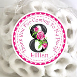 pink and black floral birthday sticker