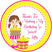 pink and yellow lemon birthday sticker label