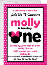 pink black mouse invitation cards girls birthday party style