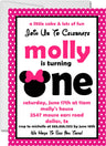 pink black mouse invitation cards girls birthday party style