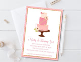 pink cake birthday invitations feminine floral theme