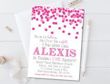 pink confetti birthday invitations modern celebration theme