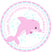 pink dolphin sticker and water bubbles