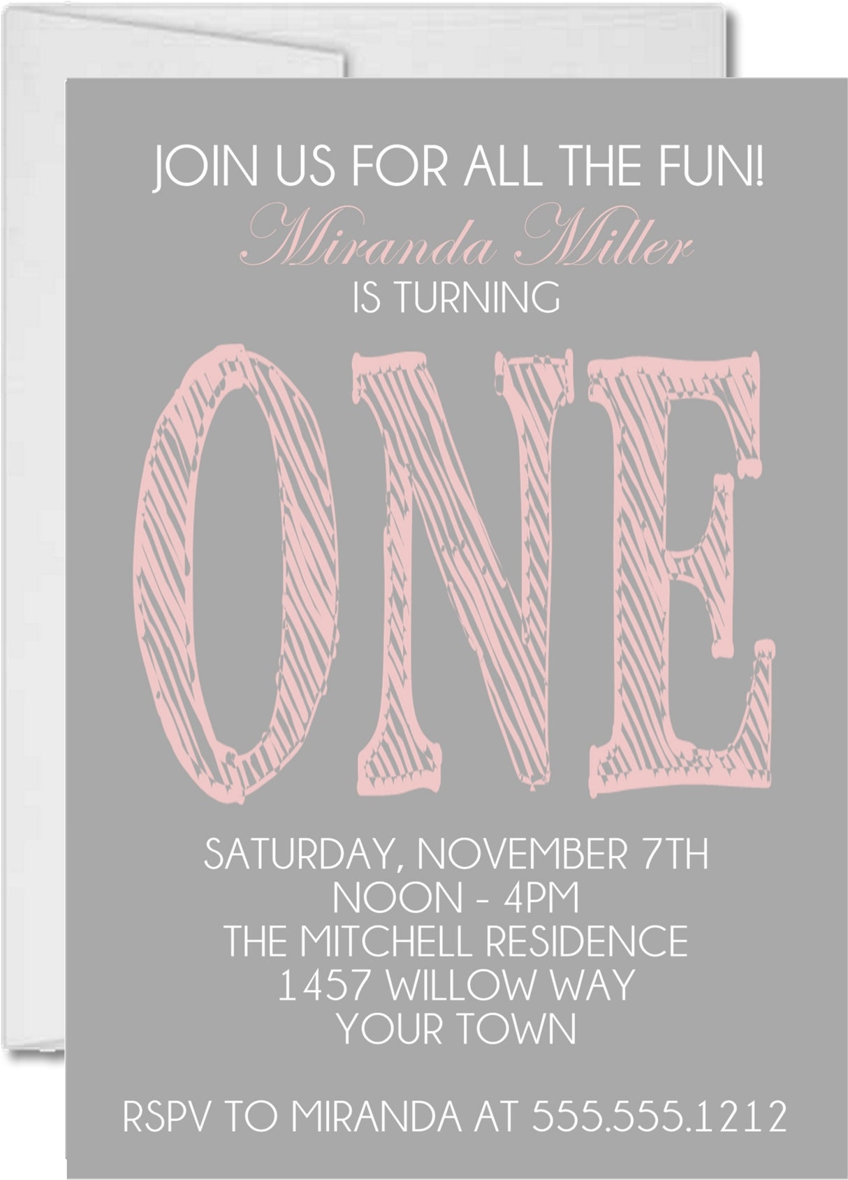 pink first birthday invitation cards minimalist celebration style