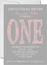 pink first birthday invitation cards minimalist celebration style