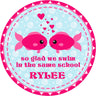 pink fish classroom valentine sticker