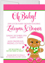 pink gingerbread girl baby shower invitations festive dessert theme