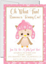pink girls winter snowflake owl 1st birthday party invitation