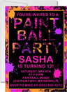 pink orange purple paintball birthday party invitations