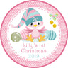 pink pastel penguin christmas ornament favor sticker