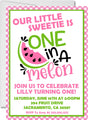 pink watermelon 1st birthday invitations colorful fruit design
