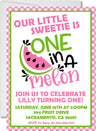 pink watermelon 1st birthday invitations colorful fruit design