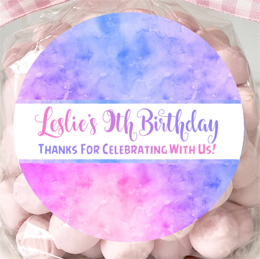 Pink, Purple and Blue Tie Dye Birthday Sticker