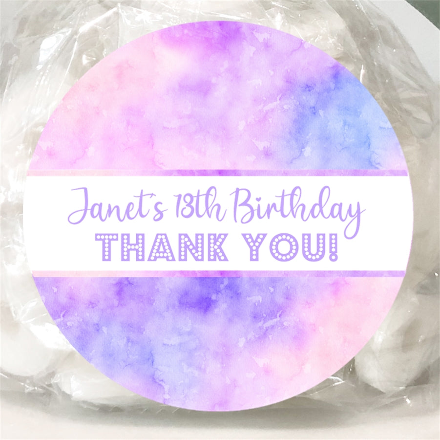 Pink and Purple Tie Dye Birthday Sticker