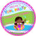 pool birthday sticker with colorful summer illustration
