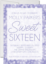 purple lavender sweet 16 invitation cards