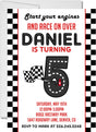 race car birthday party invitations checkered flag design