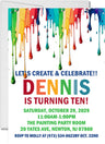 rainbow art party birthday invitation