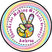 rainbow hippie party favor sticker with flower power design