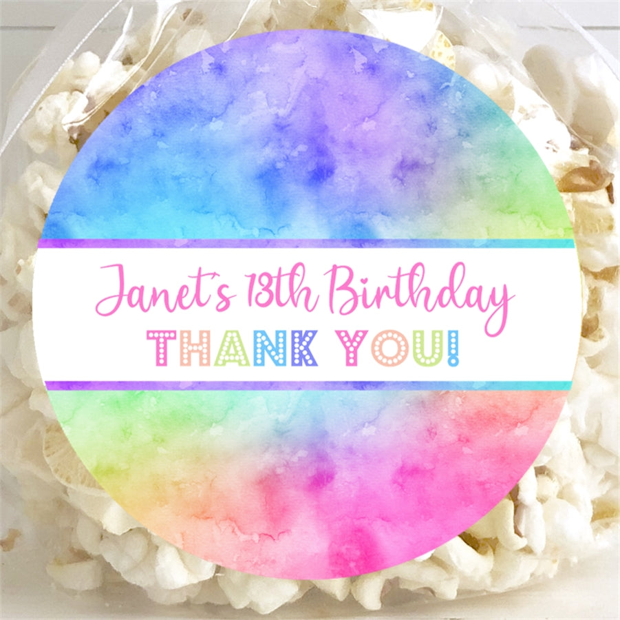 Pastel Rainbow Tie Dye Birthday Sticker