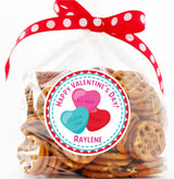 red and teal conversation hearts personalized valentine sticker